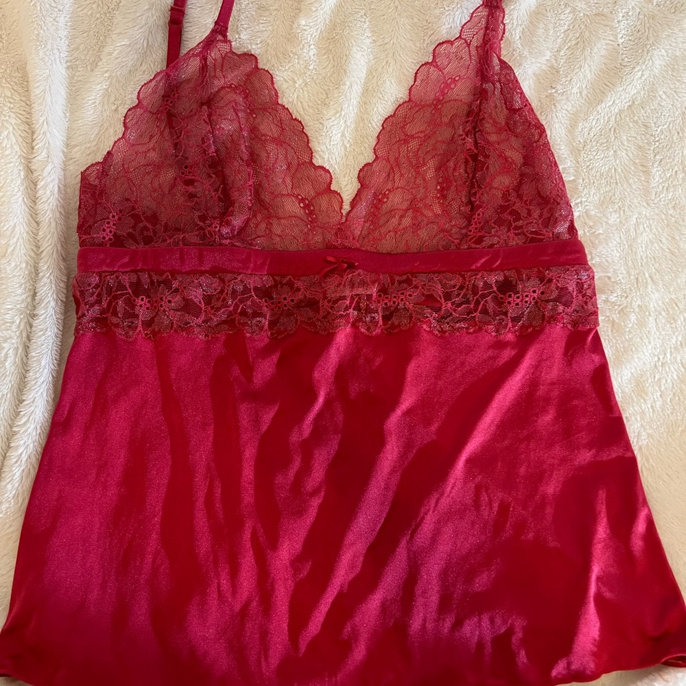 Elegant Red Lace Chemise by Victoria’s Secret Angels